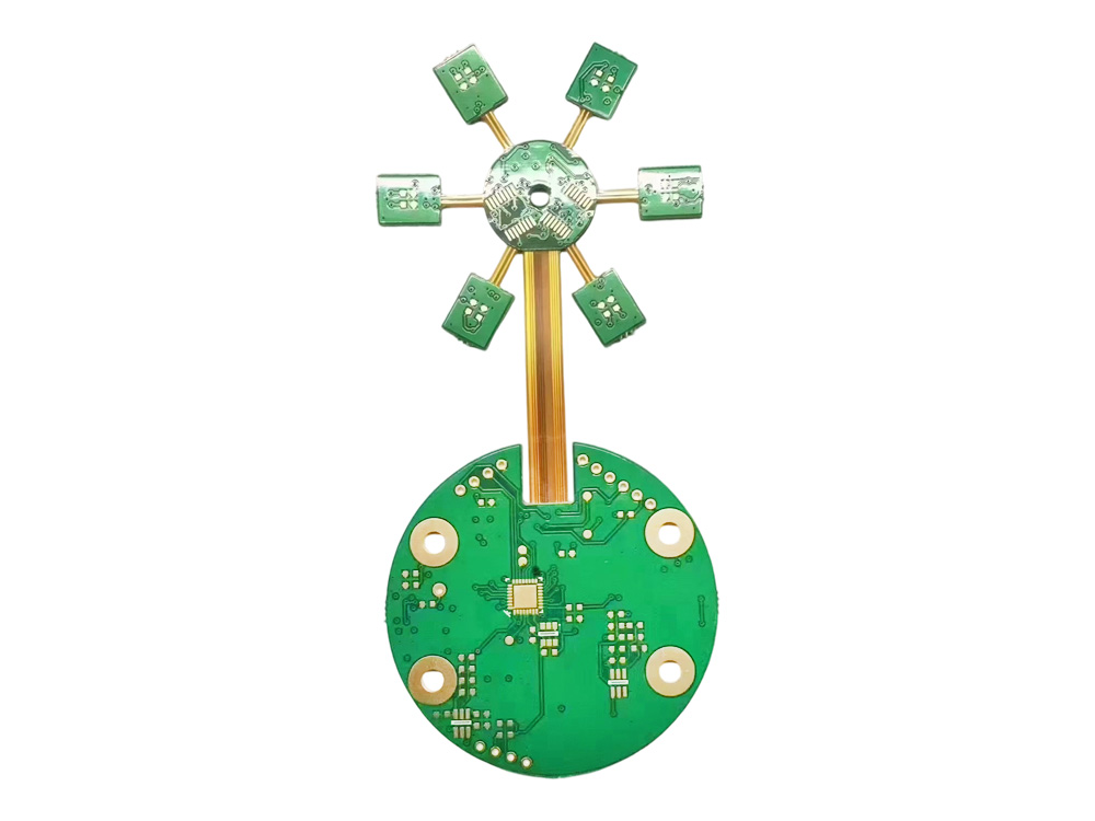 Rigid-flexible board：Hard board 4-layers-1.6mm+2-layers-0.8mm+2-layers FPC-0.14mm